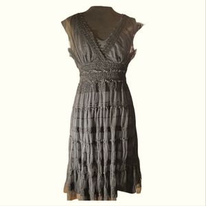 Beautiful BLACK Lace Dress.  Tired Skirt